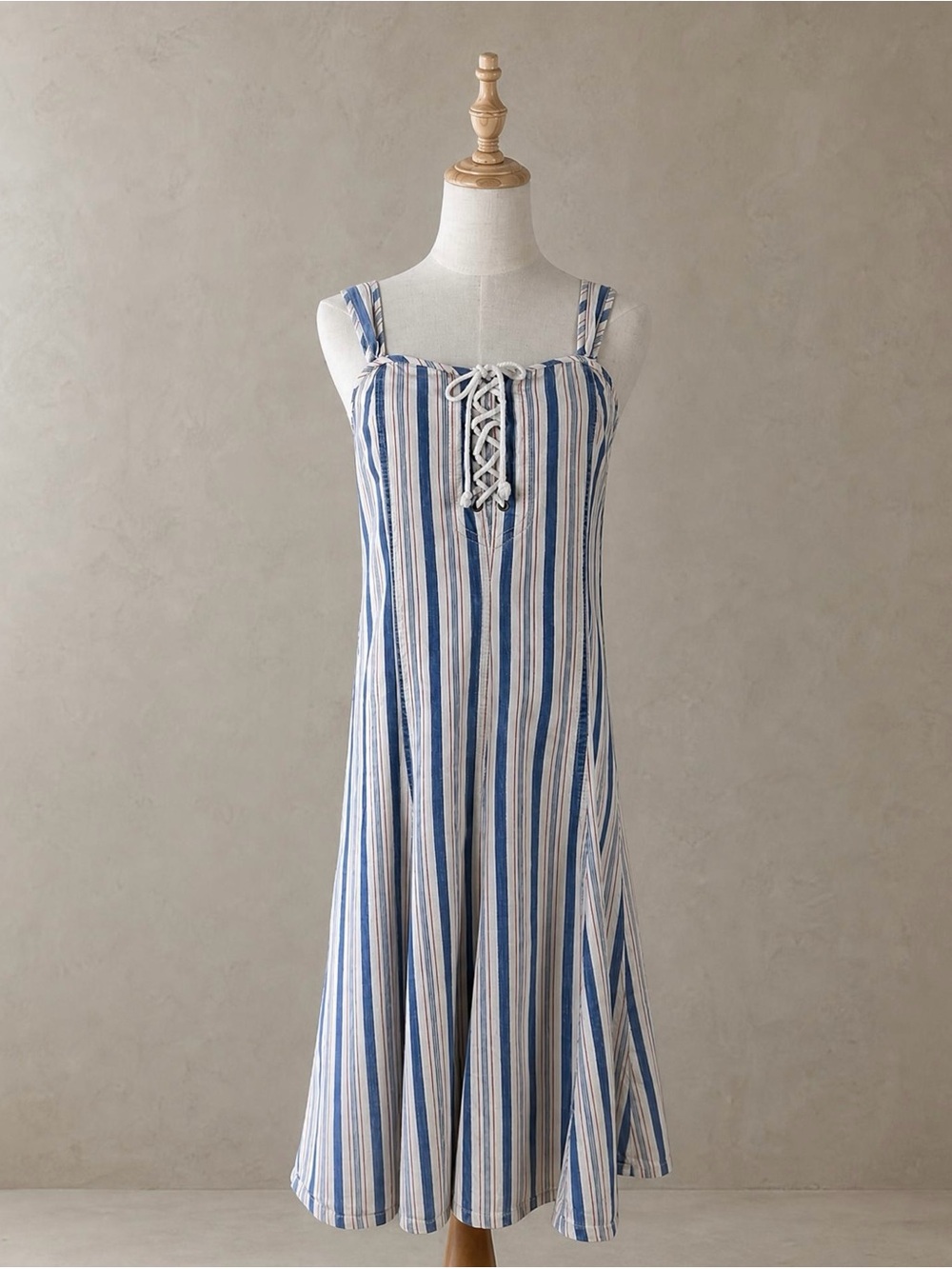 Ralph Lauren Jeans Co. c. 1990s Lace-Up Dress Harbor Stripe | 4
